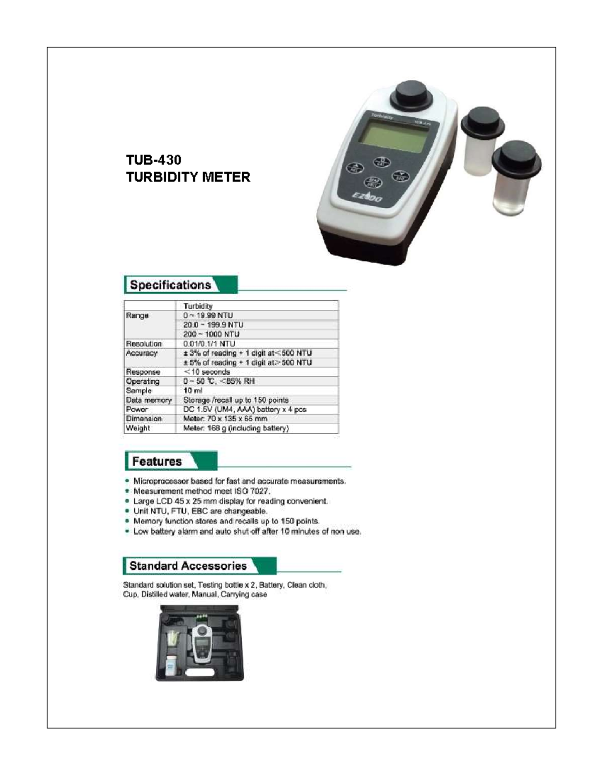 TUB430 PRACTICE FOR Eukaryotic TUB TURBIDITY METER