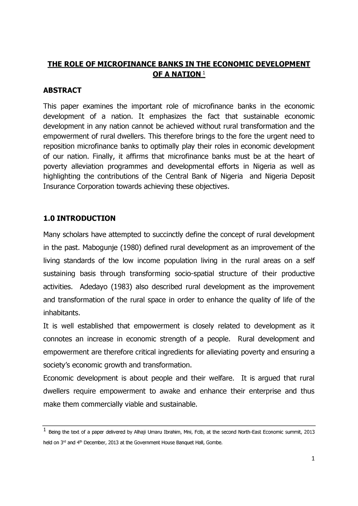 THE ROLE OF Microfinance Banks IN THE Economic Development OF A Nation ...