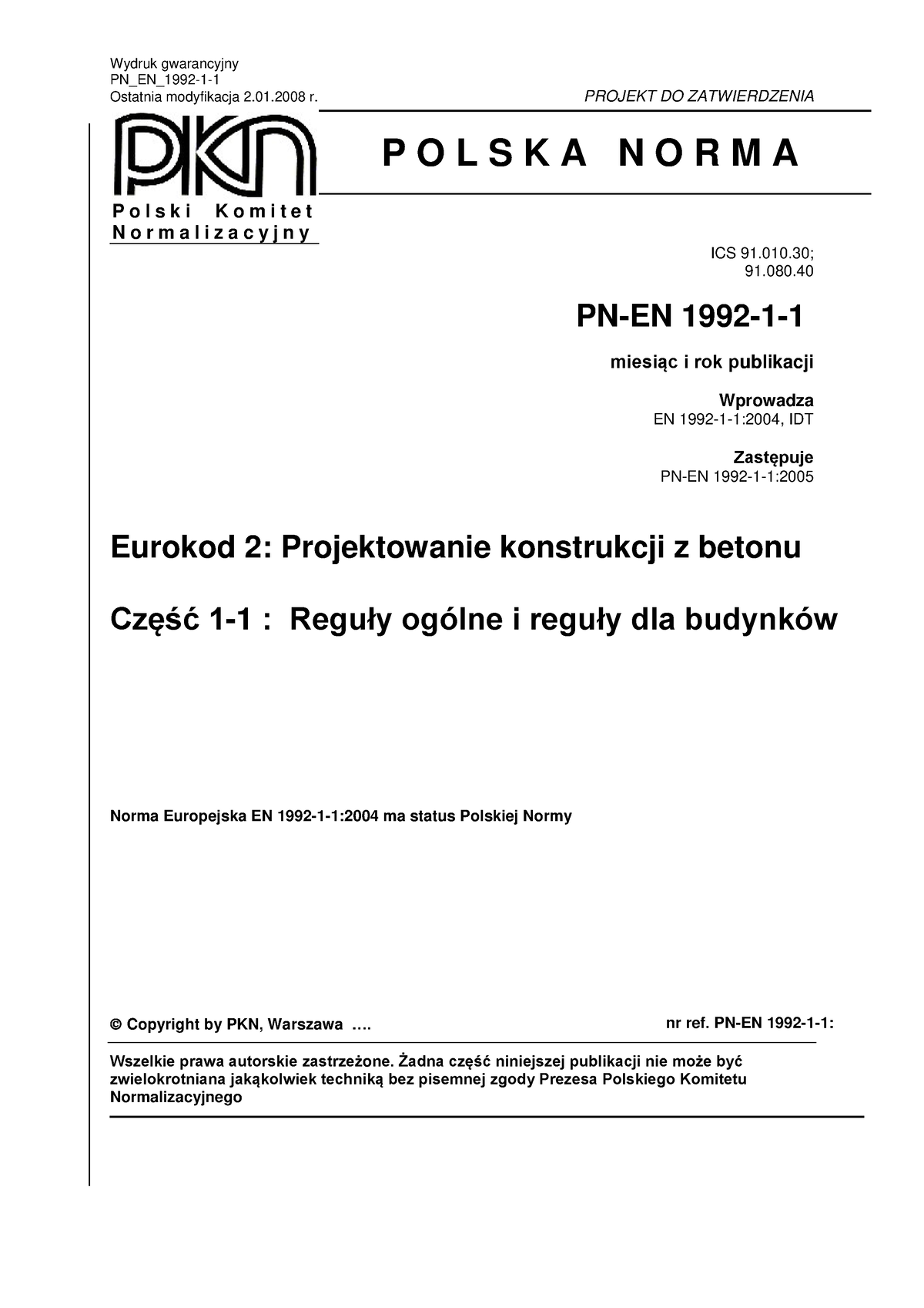 PN-EN 1992-1-1 - Wydruk Gwarancyjny PN_EN_1992-1- Ostatnia Modyfikacja ...