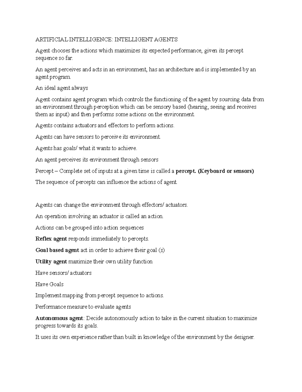 Intelligent Agent - ARTIFICIAL INTELLIGENCE: INTELLIGENT AGENTS Agent ...