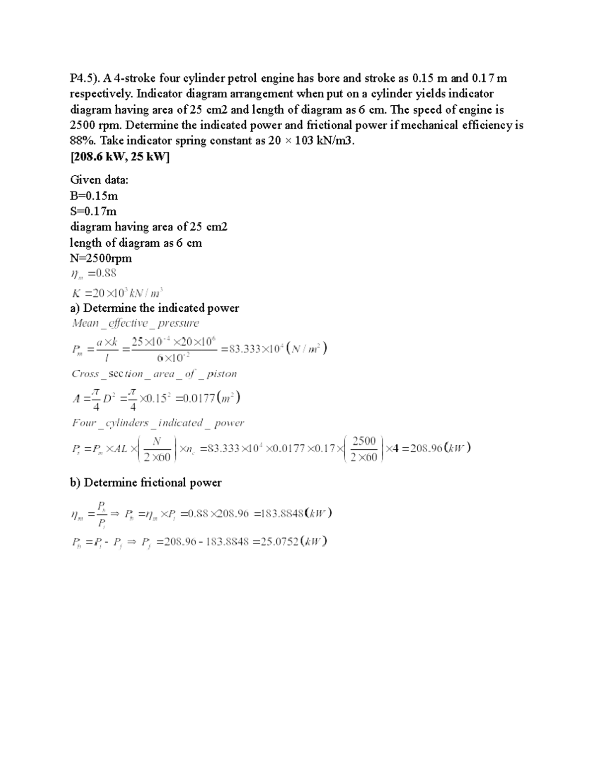 4 - Aircraft propulsion system - P4). A 4-stroke four cylinder petrol ...