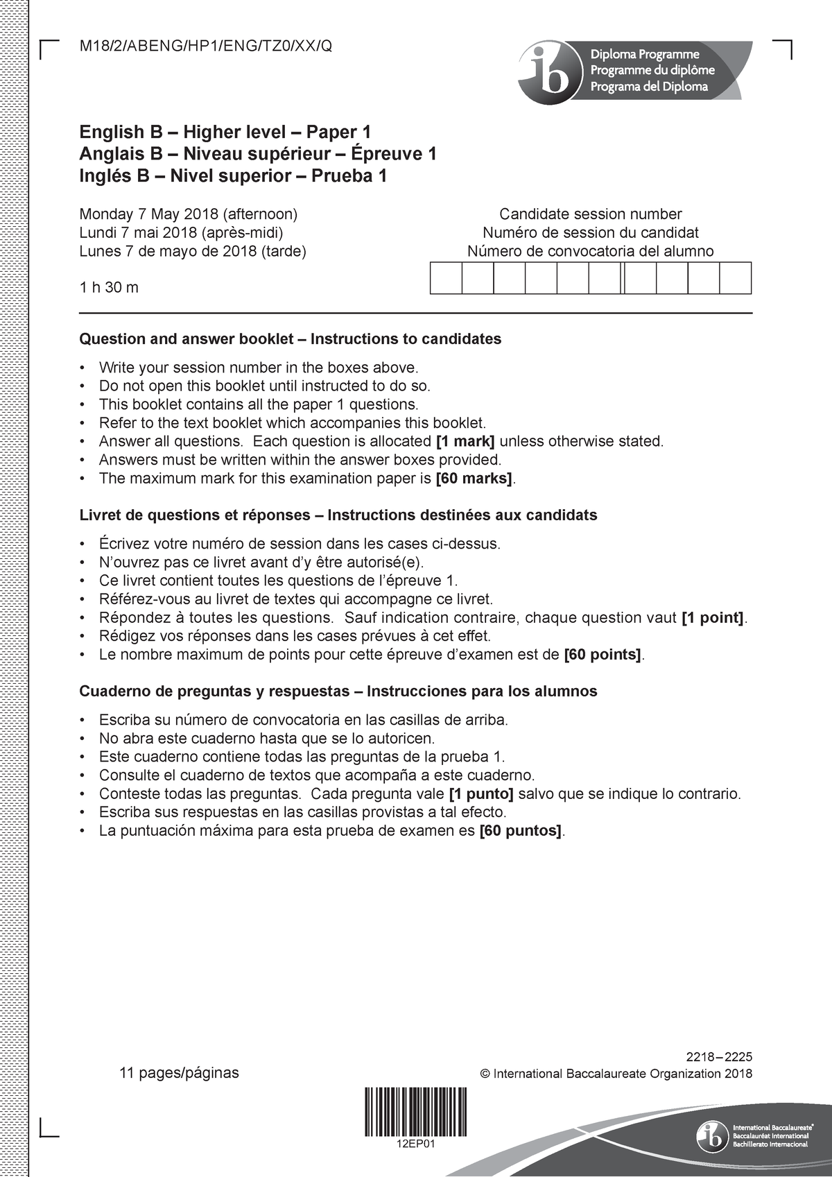 Ib English B Paper 1 Sample Questions