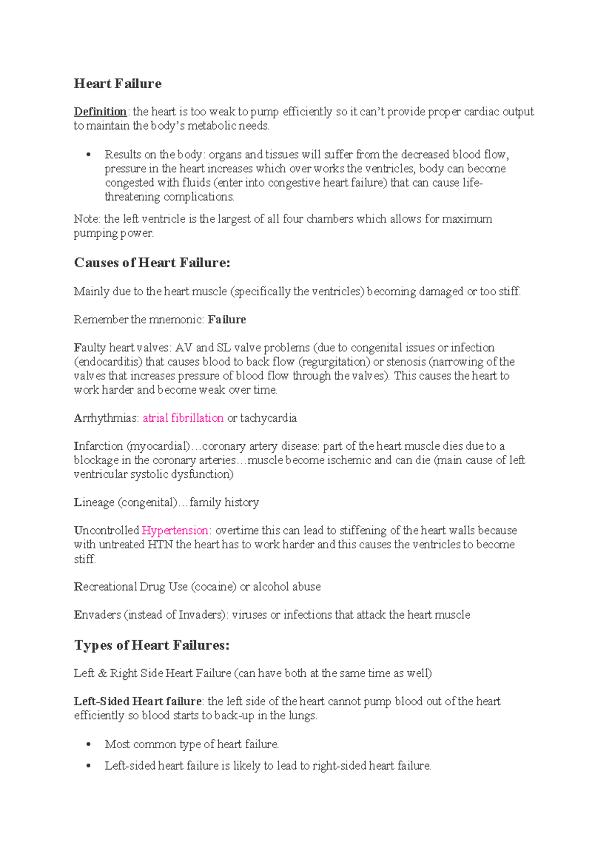Heart failure - lecture notes - Heart Failure Definition: the heart is ...