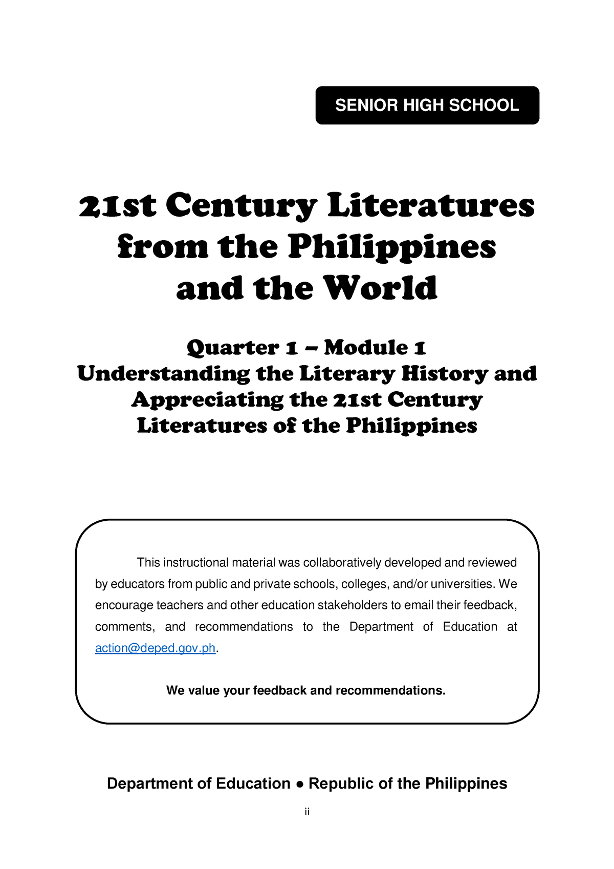 21st Century Literature Module Ii SENIOR HIGH SCHOOL 21st Century   Thumb 1200 1697 