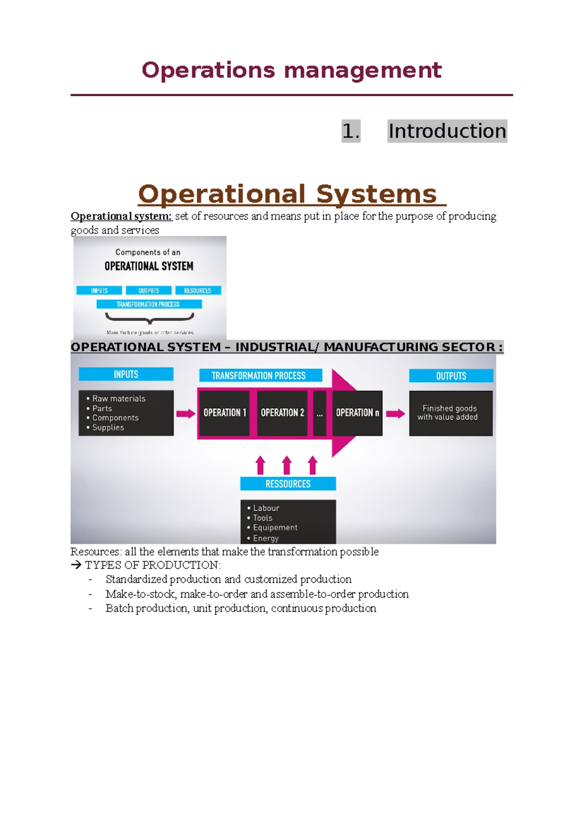 Operation Management - theme 1-12 - Operations management 1 ...