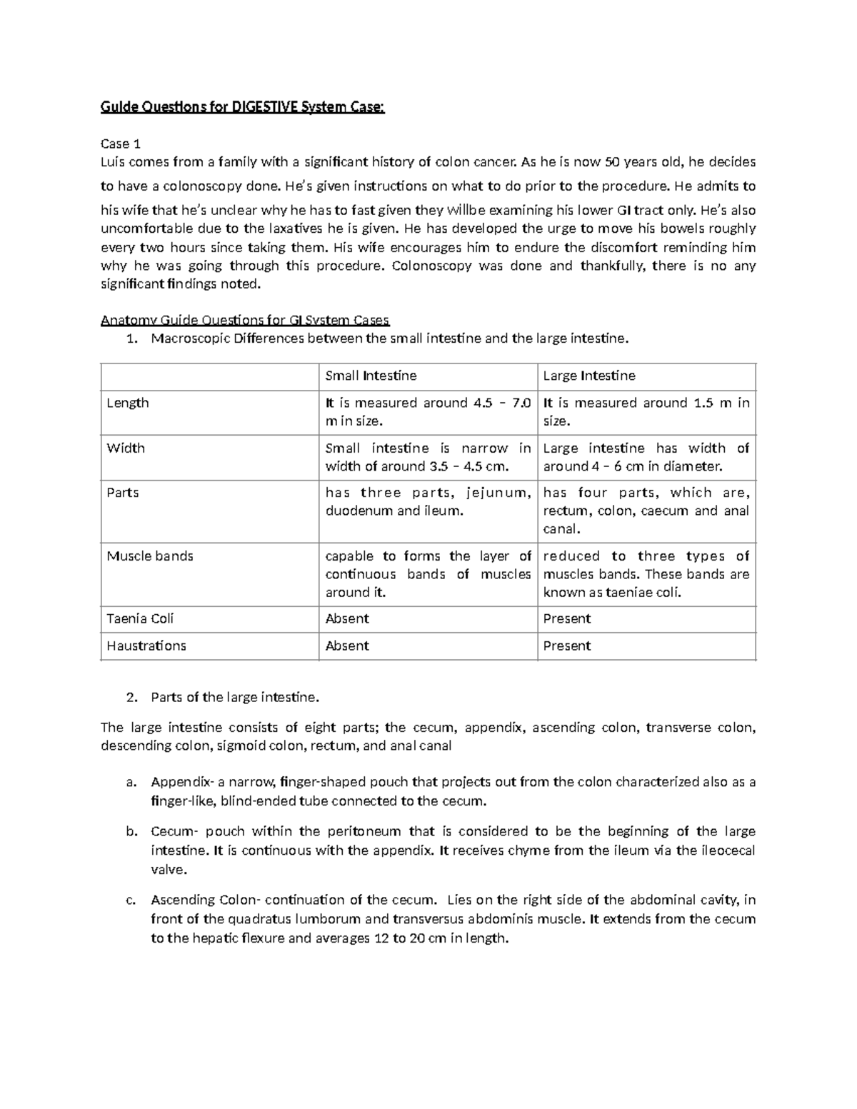 case study intestinal issues answer key