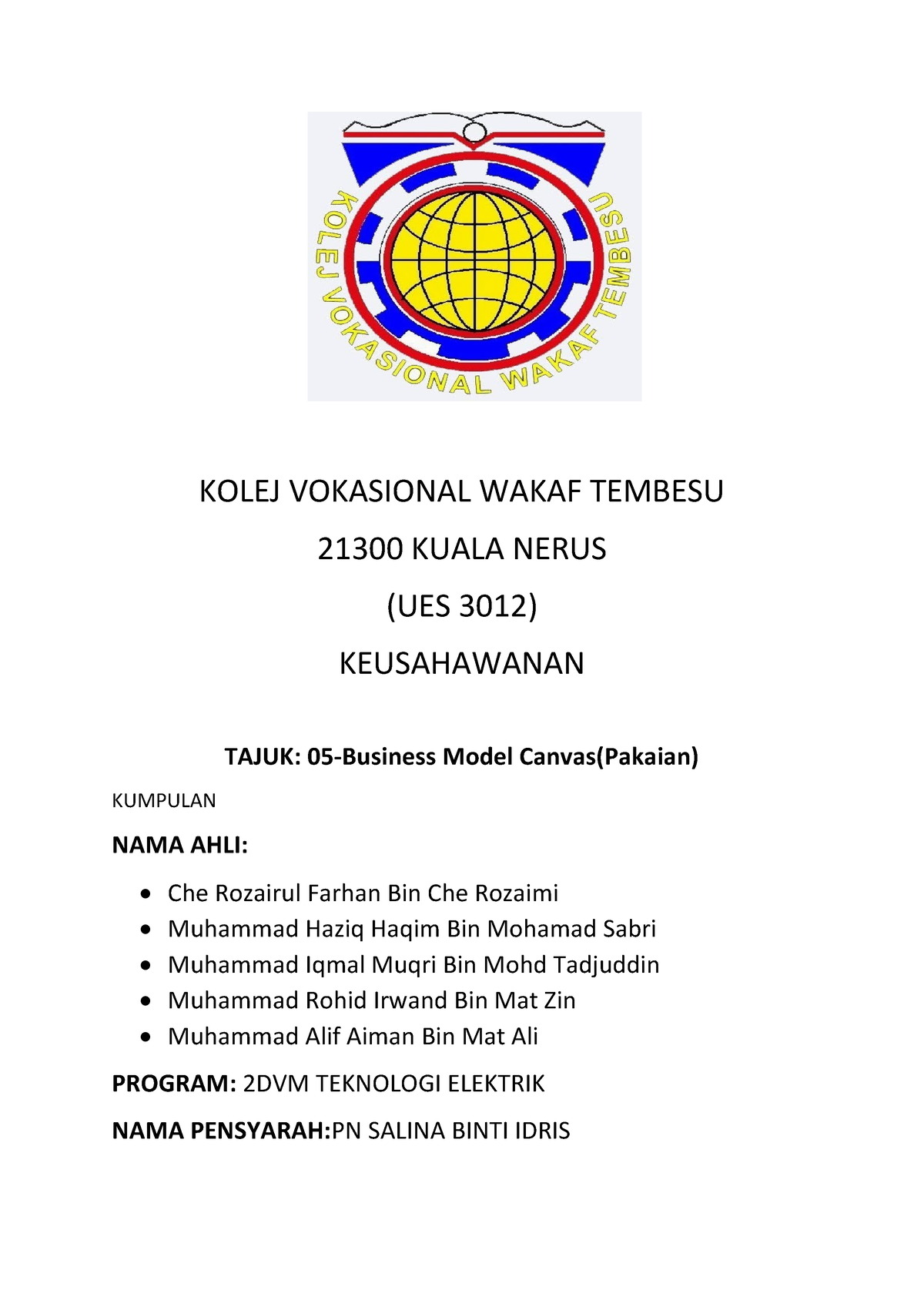 contoh assignment kolej vokasional