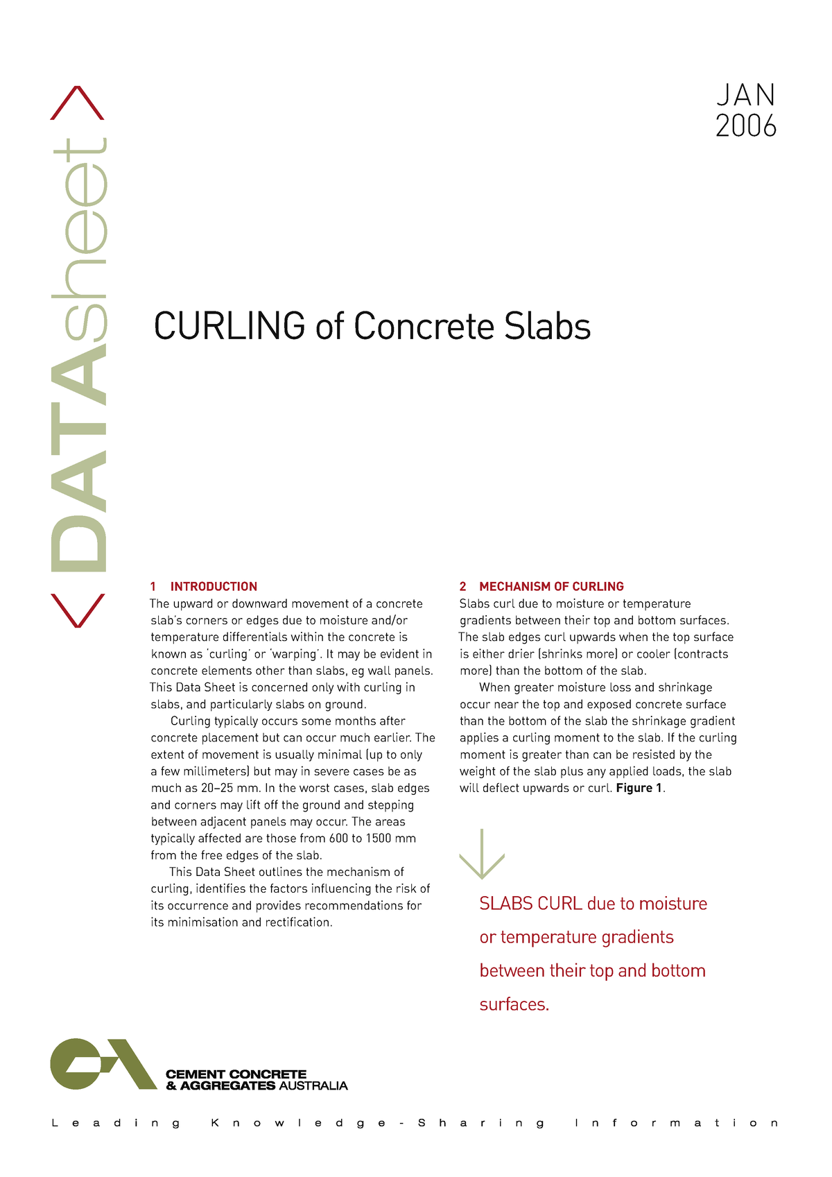 CCAA - Curling Of Concrete Slabs - 1 INTRODUCTION The Upward Or ...