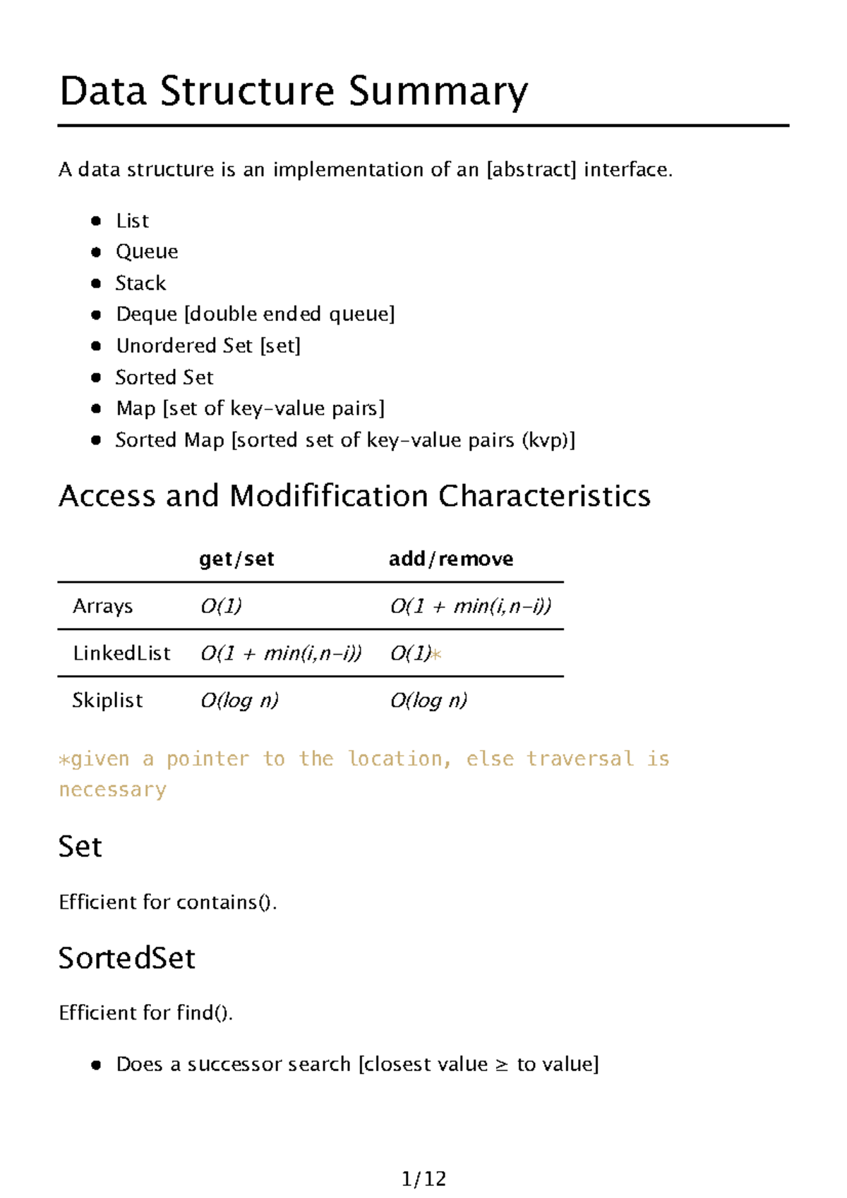 Data Structures Summary - List Queue Stack Deque [double ended queue ...