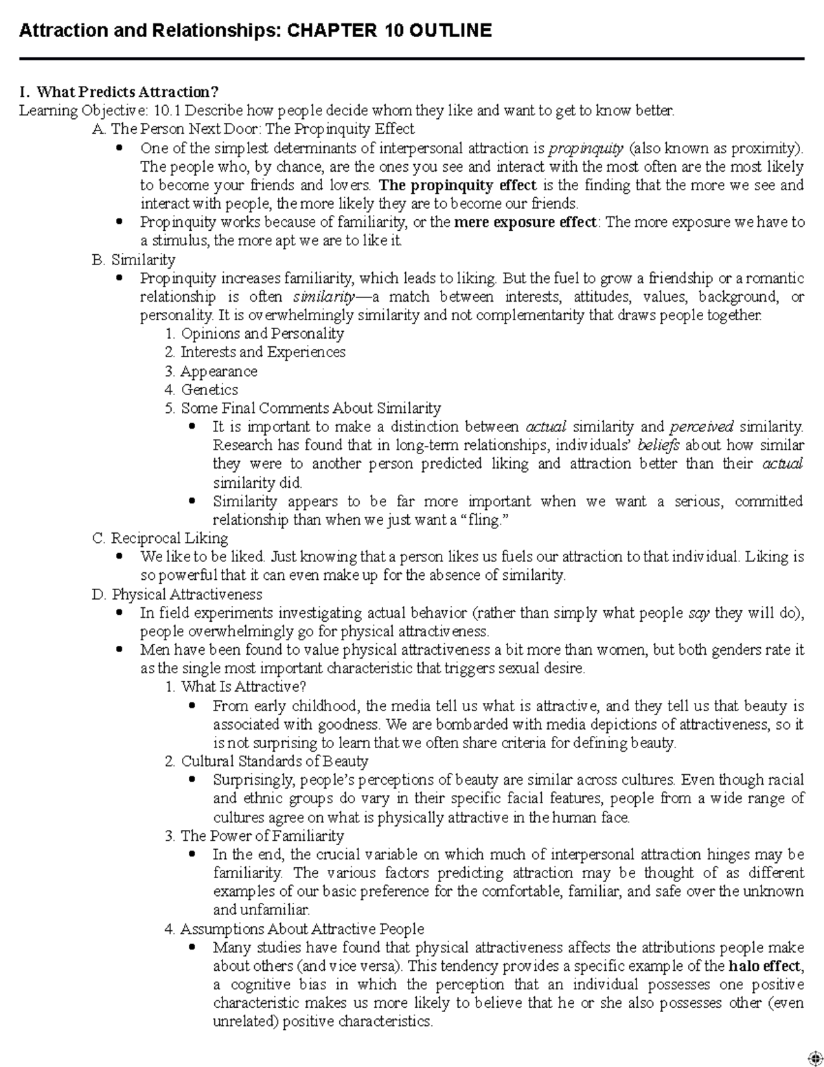 Final Exam Ch.10-13 Outline - Attraction And Relationships: CHAPTER 10 ...