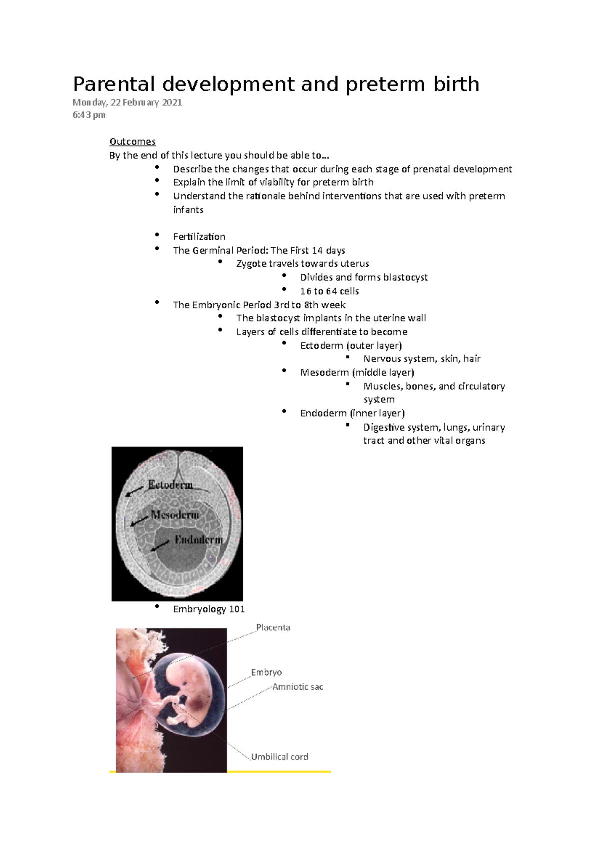 Parental development and preterm birth - .. Describe the changes that ...