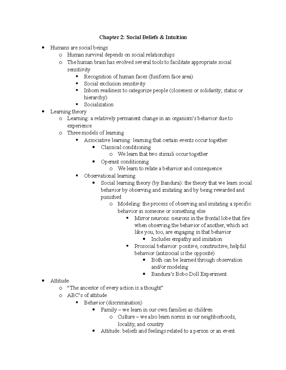 PSYC Social Chapter 2 Notes - Chapter 2: Social Beliefs & Intuition ...