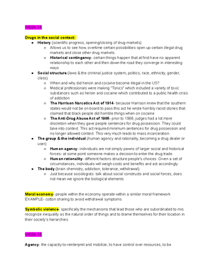 Lecture Notes, Week 1-6 - WEEK 1 Sociology is the study of human groups ...