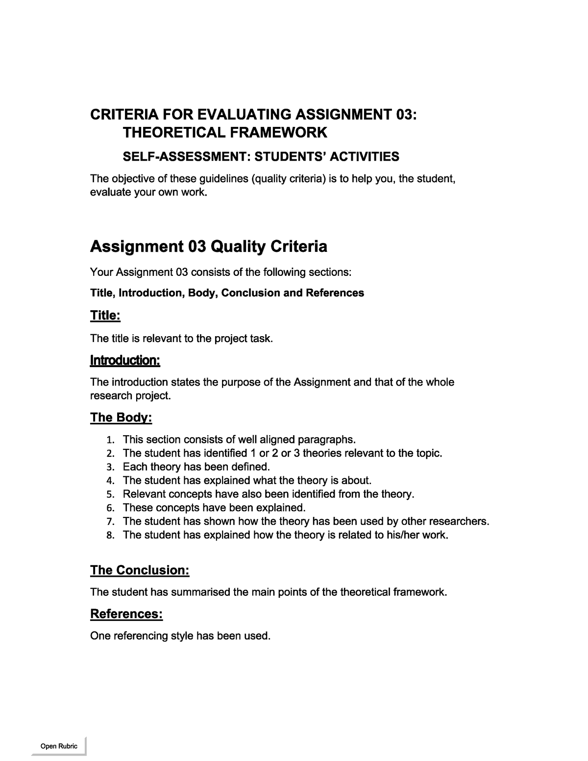 assignment evaluation of