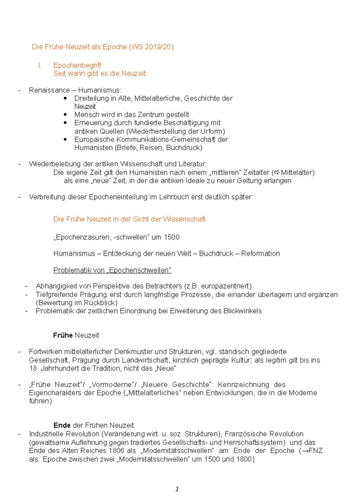 Die Frühe Neuzeit Zusammenfassung Die Frühe Neuzeit als Epoche (WS