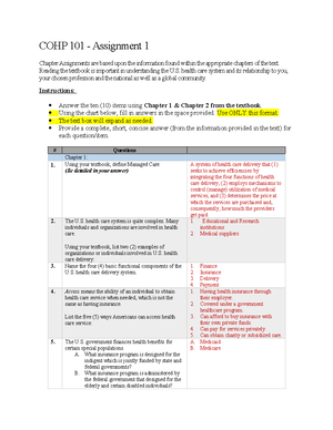 COHP A7 - lab - Assignment 7 COHP 101 Read Chapter 12 and Chapter 13 in ...