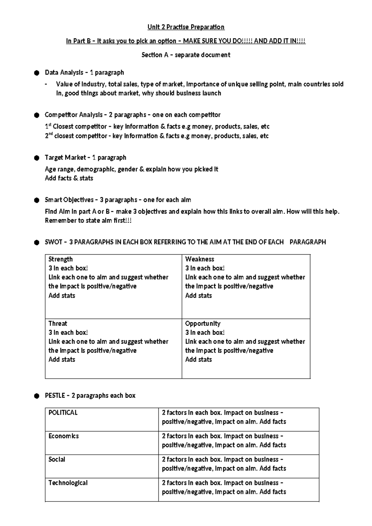 Test Prep2 - Unit 2 Practise Preparation In Part B – it asks you to ...