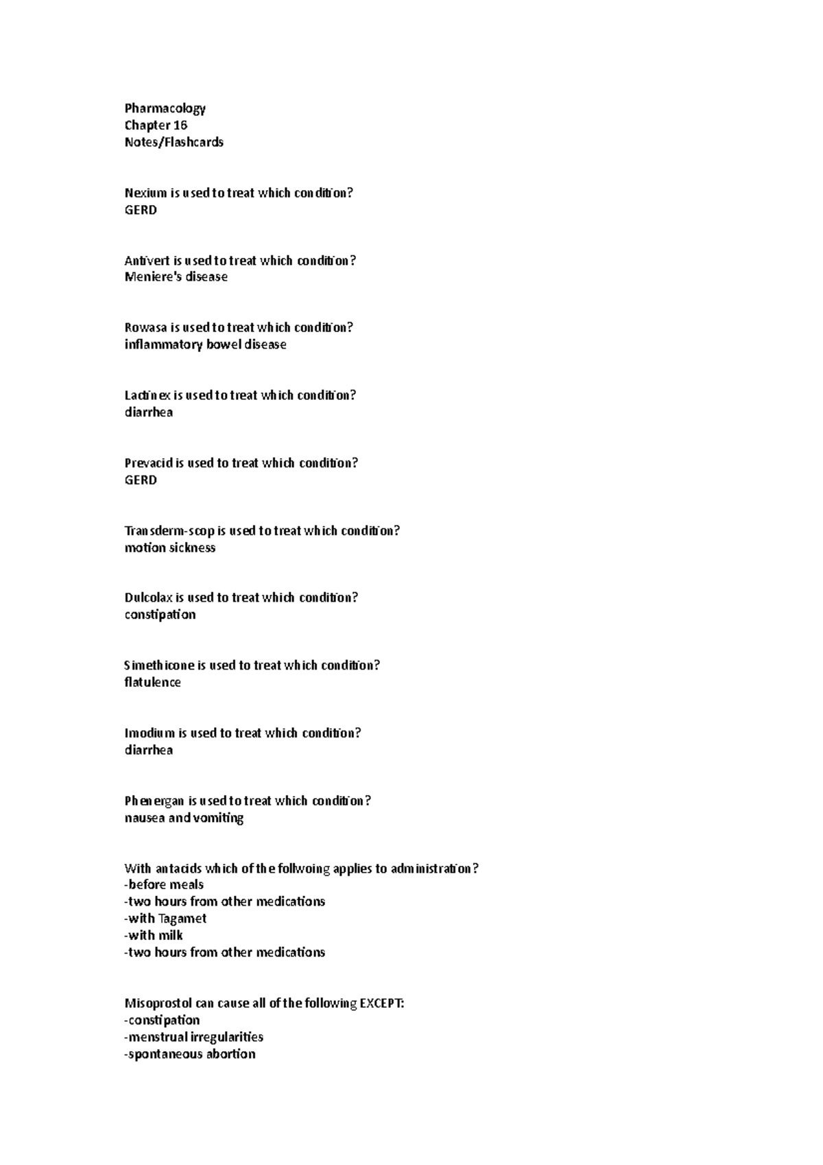 Pharmacology chapter 16 - Pharmacology Chapter 16 Notes/Flashcards ...