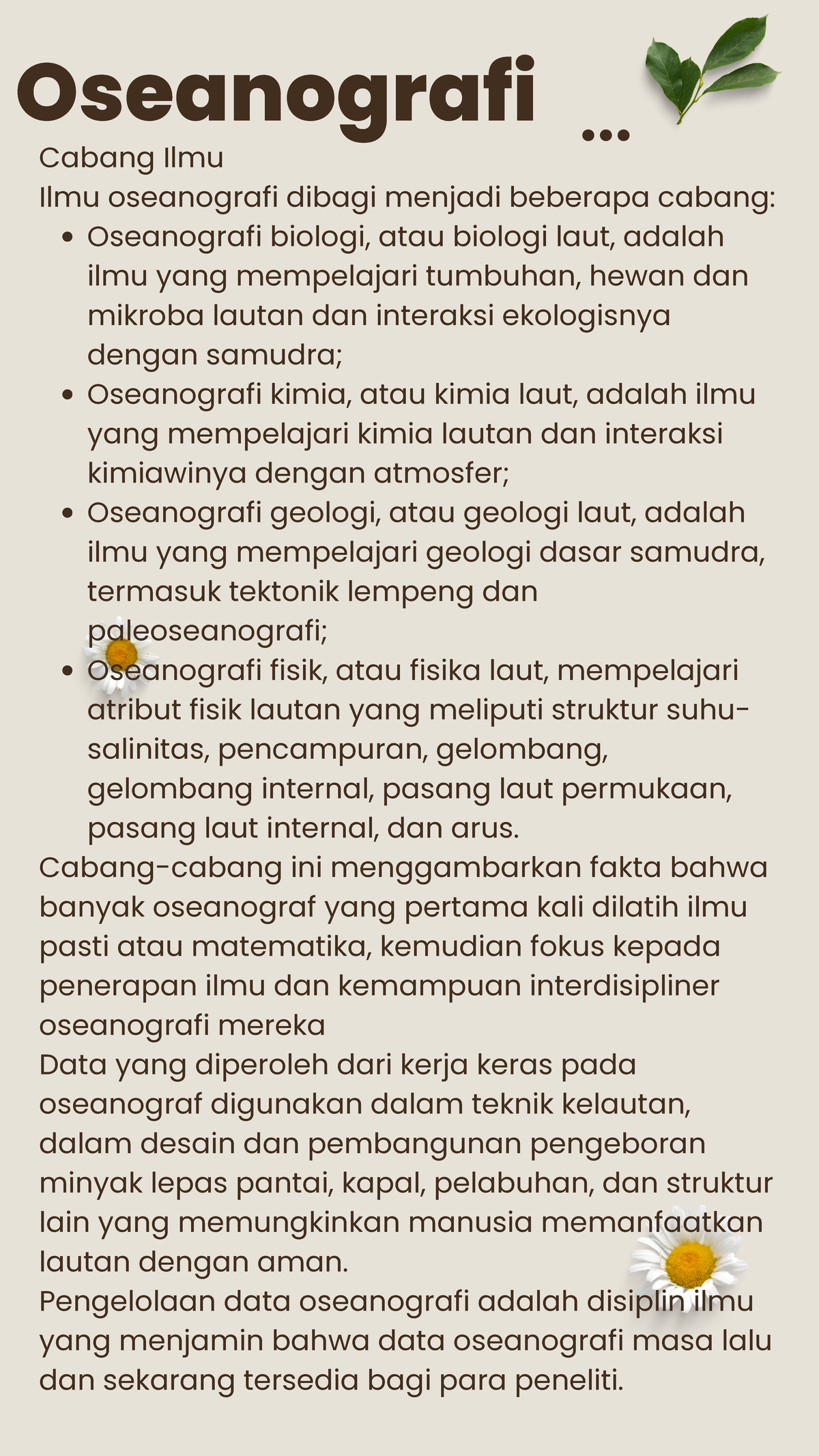Cabang Ilmu Oceanografi