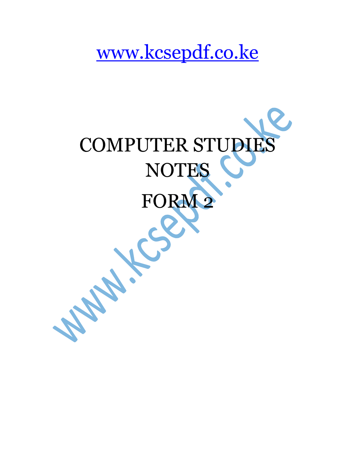 High School Computer Form 2 Notes - Kcsepdf.co COMPUTER STUDIES NOTES ...