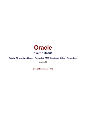 1z0-961 Exam Dump Important - s@lm@n Oracle Exam 1z0- Oracle Financials  Cloud: Payables 2017 - Sns-Brigh10