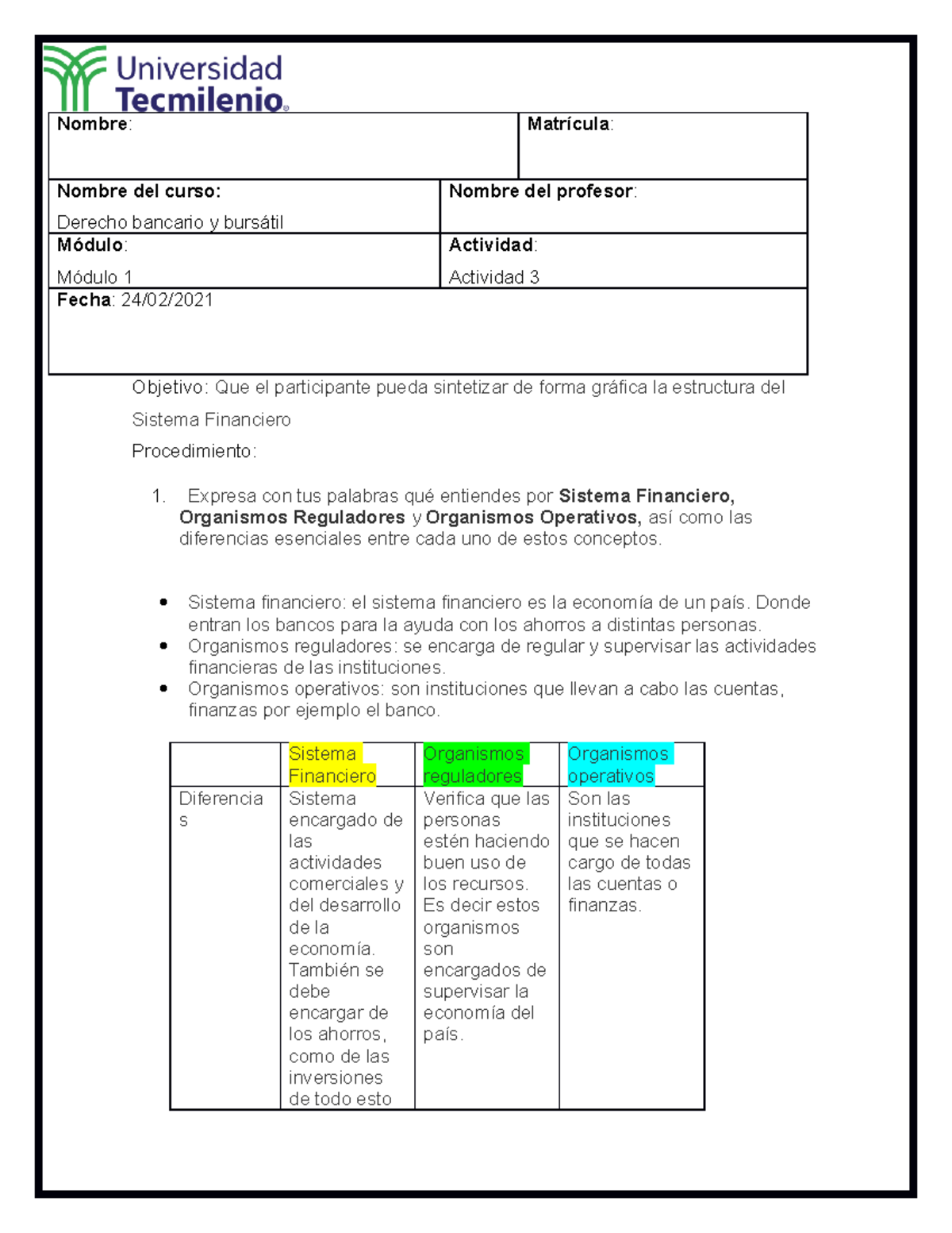 Actividad 4 Derecho Bancario Bancario Y Bursatil 2021 Objetivo Que El Participante Pueda 9286