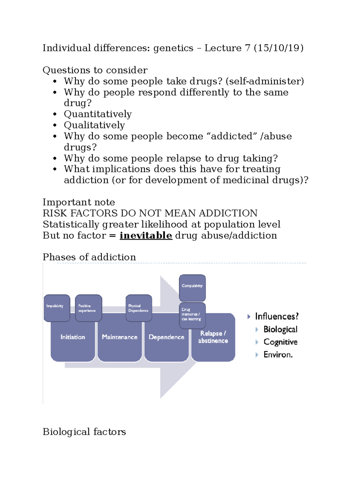 Individual Differences - Lecture 7 - Individual Differences: Genetics ...