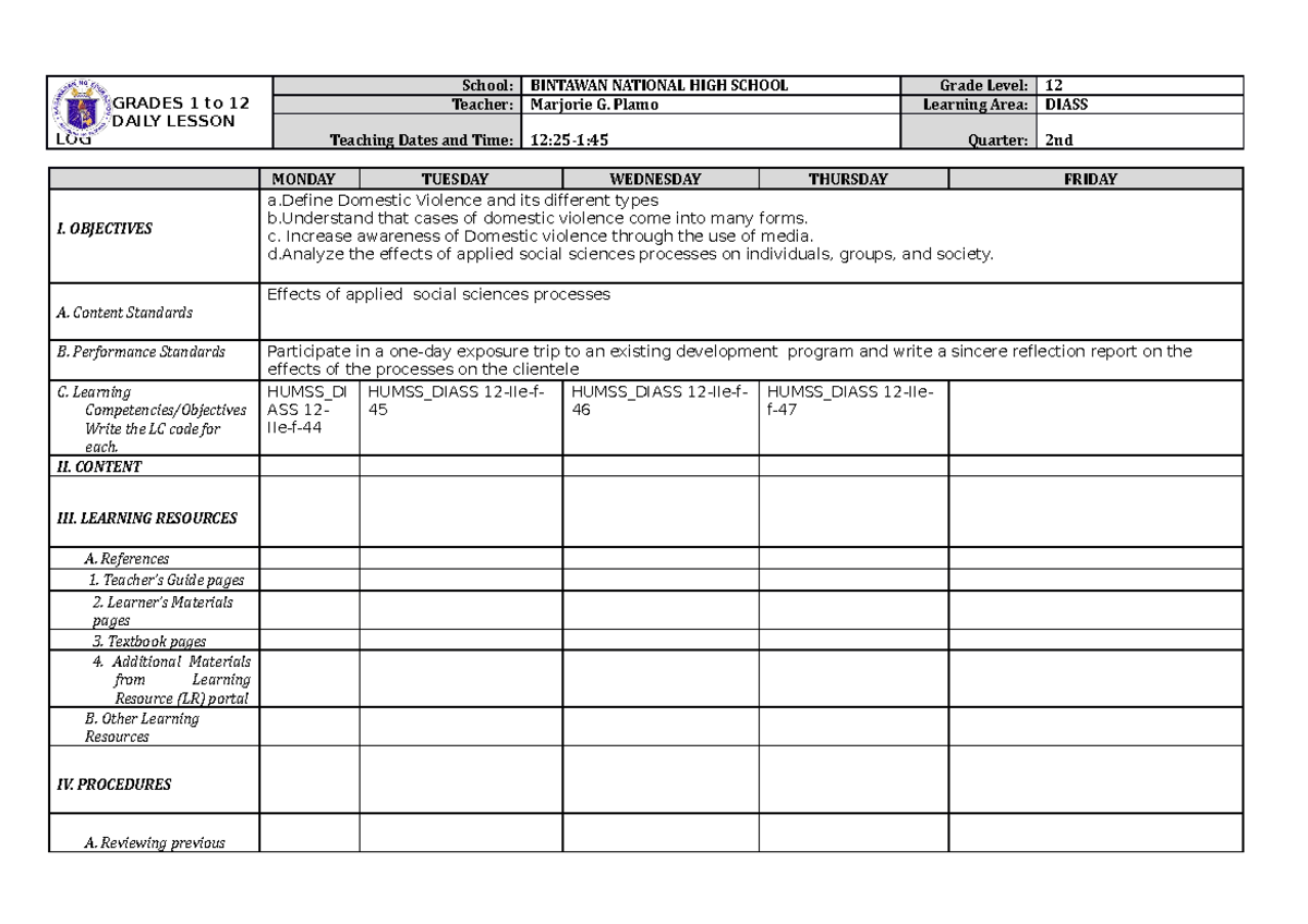 Week 3 - MEDIA INFORMATION LITERACY - GRADES 1 to 12 DAILY LESSON LOG ...