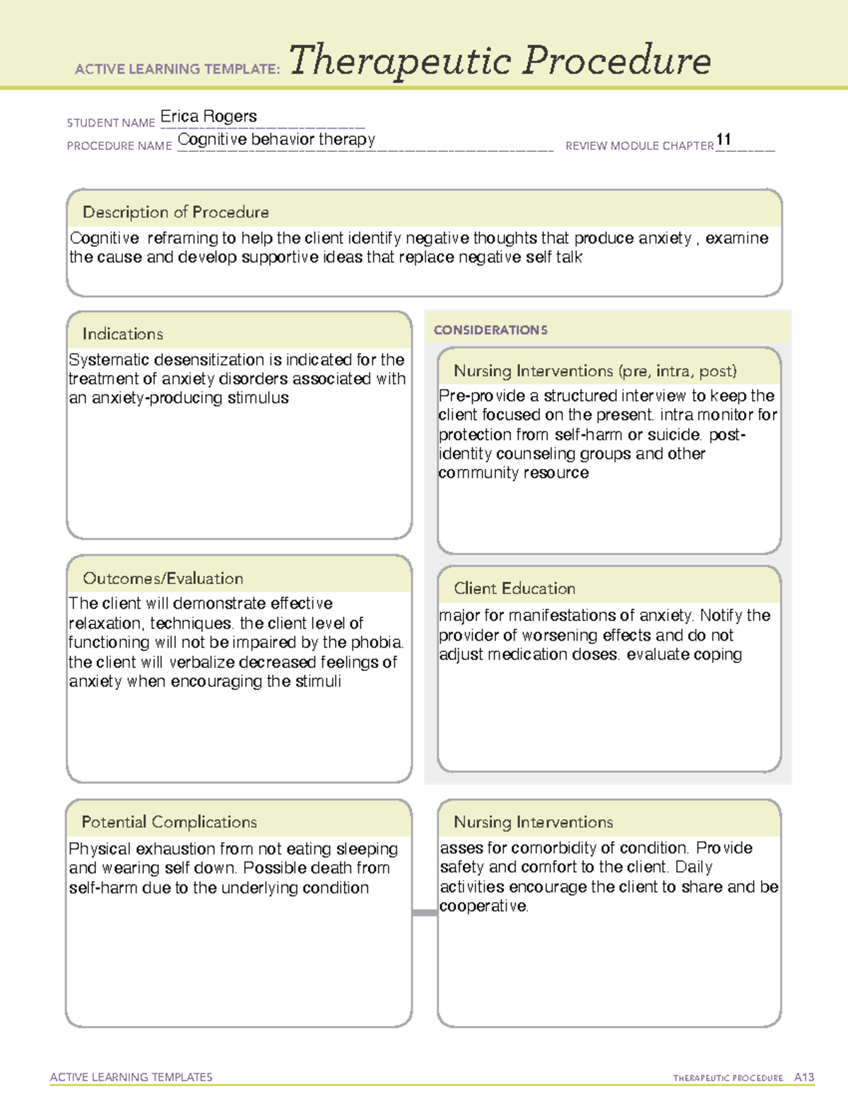 Ati Active Learning Template Therapeutic Procedure Example Vrogue