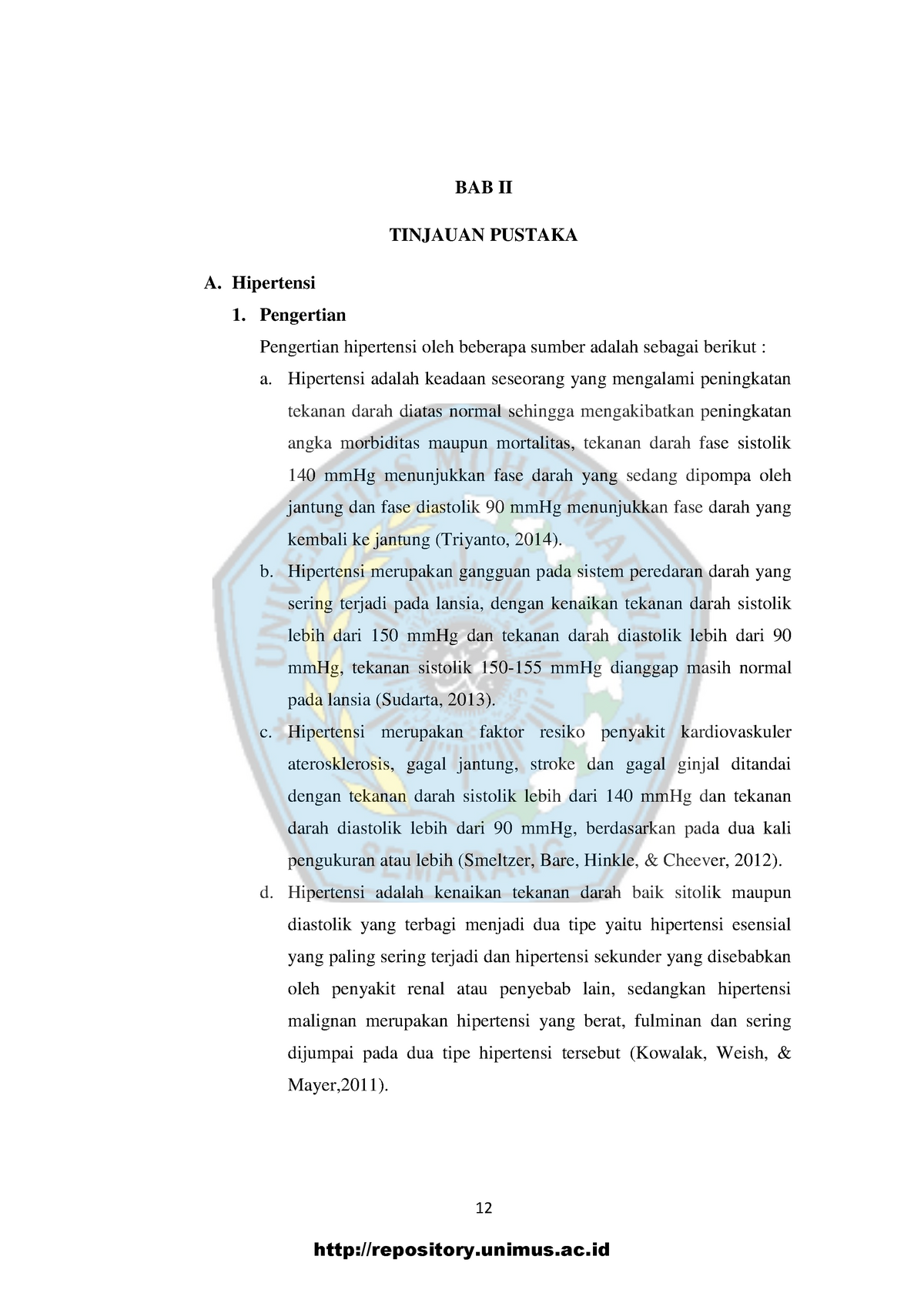 12.BAB II - Artikel - 12 BAB II TINJAUAN PUSTAKA A. Hipertensi 1 ...