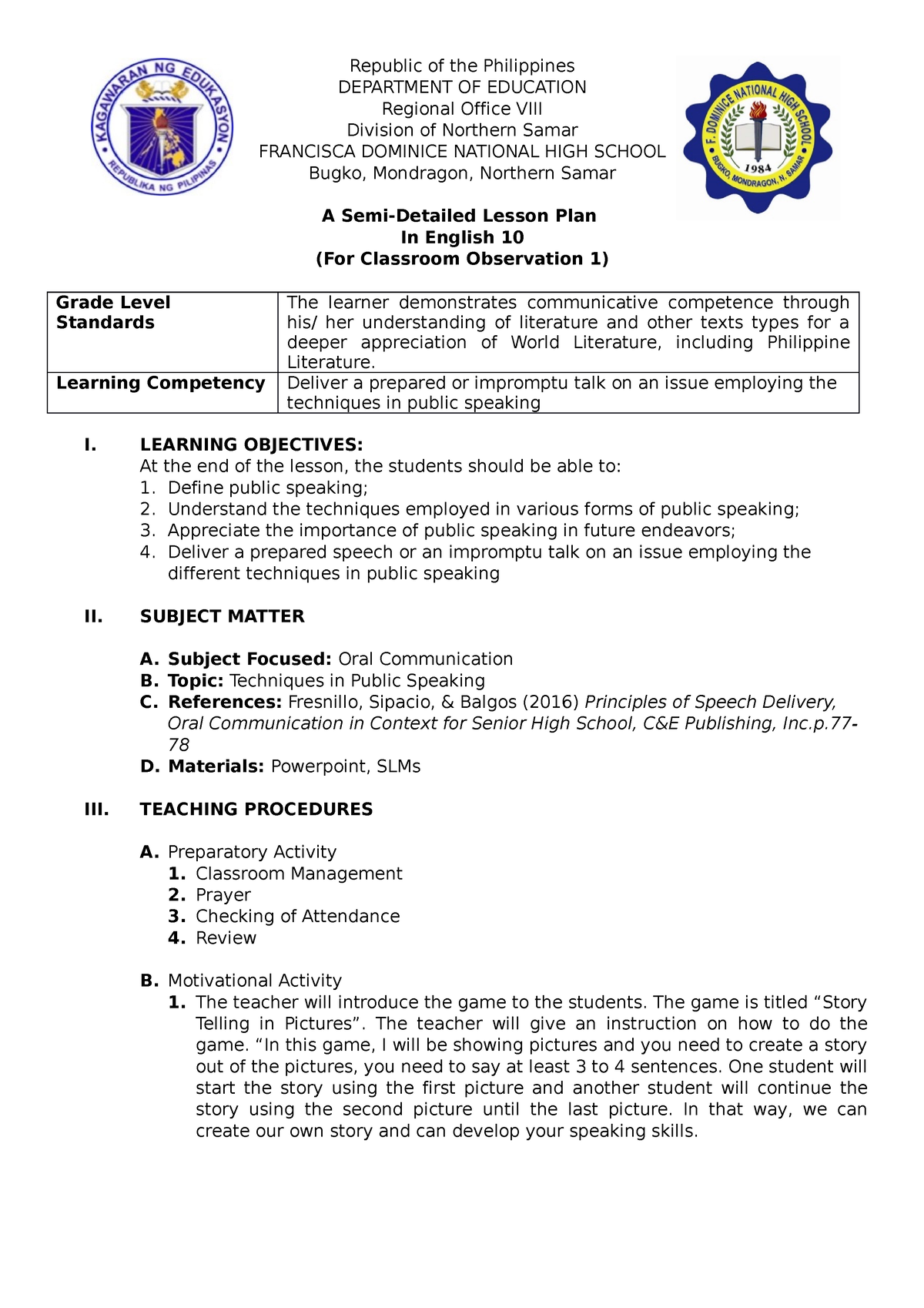 Cot1 This Cot1 Is Helpful In Your Classroom Observation Which Will Serve As Your Republic Of