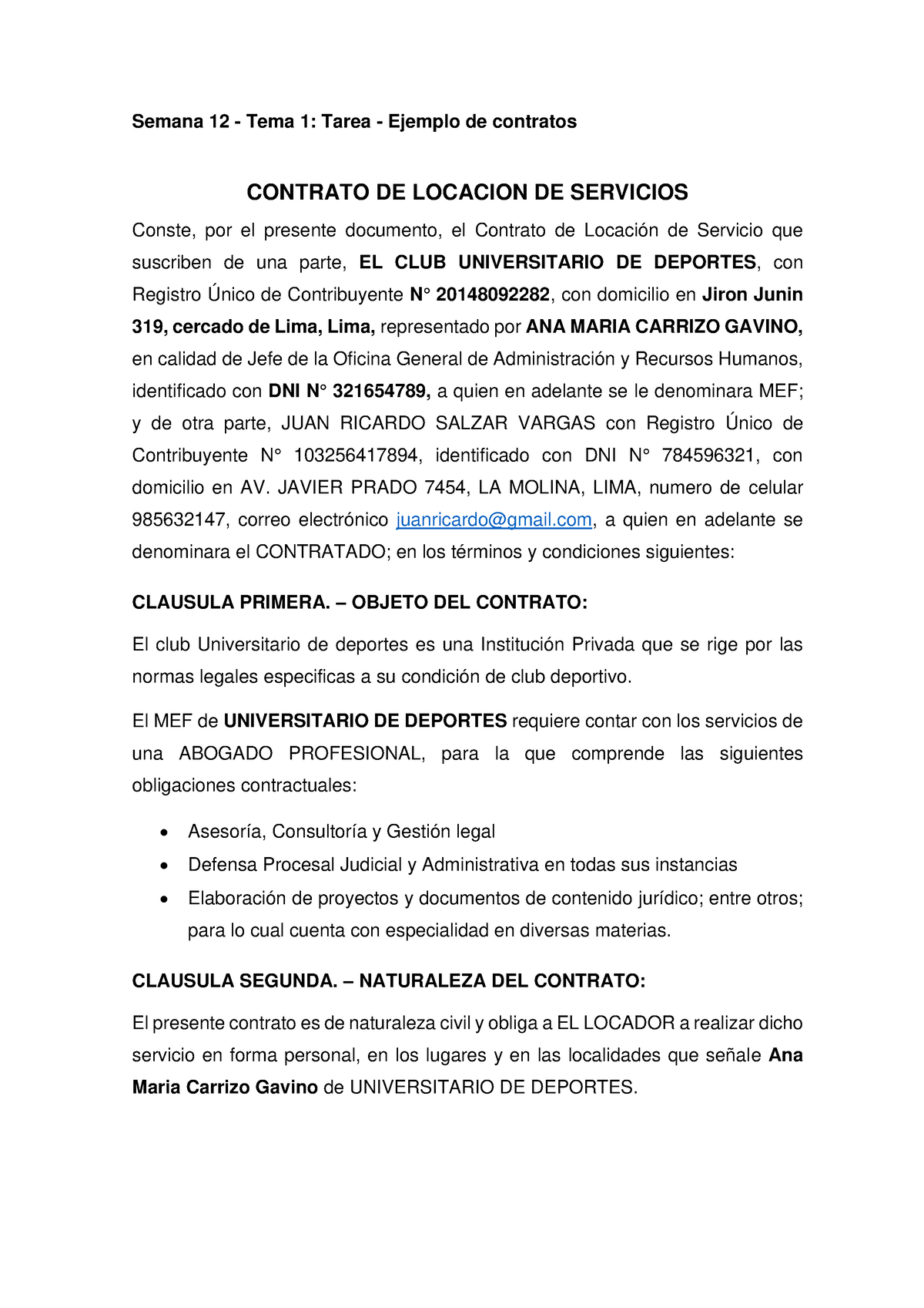 Contrato De Locacion De Servicios Semana 12 Tema 1 Tarea Ejemplo De Contratos Contrato De 1826