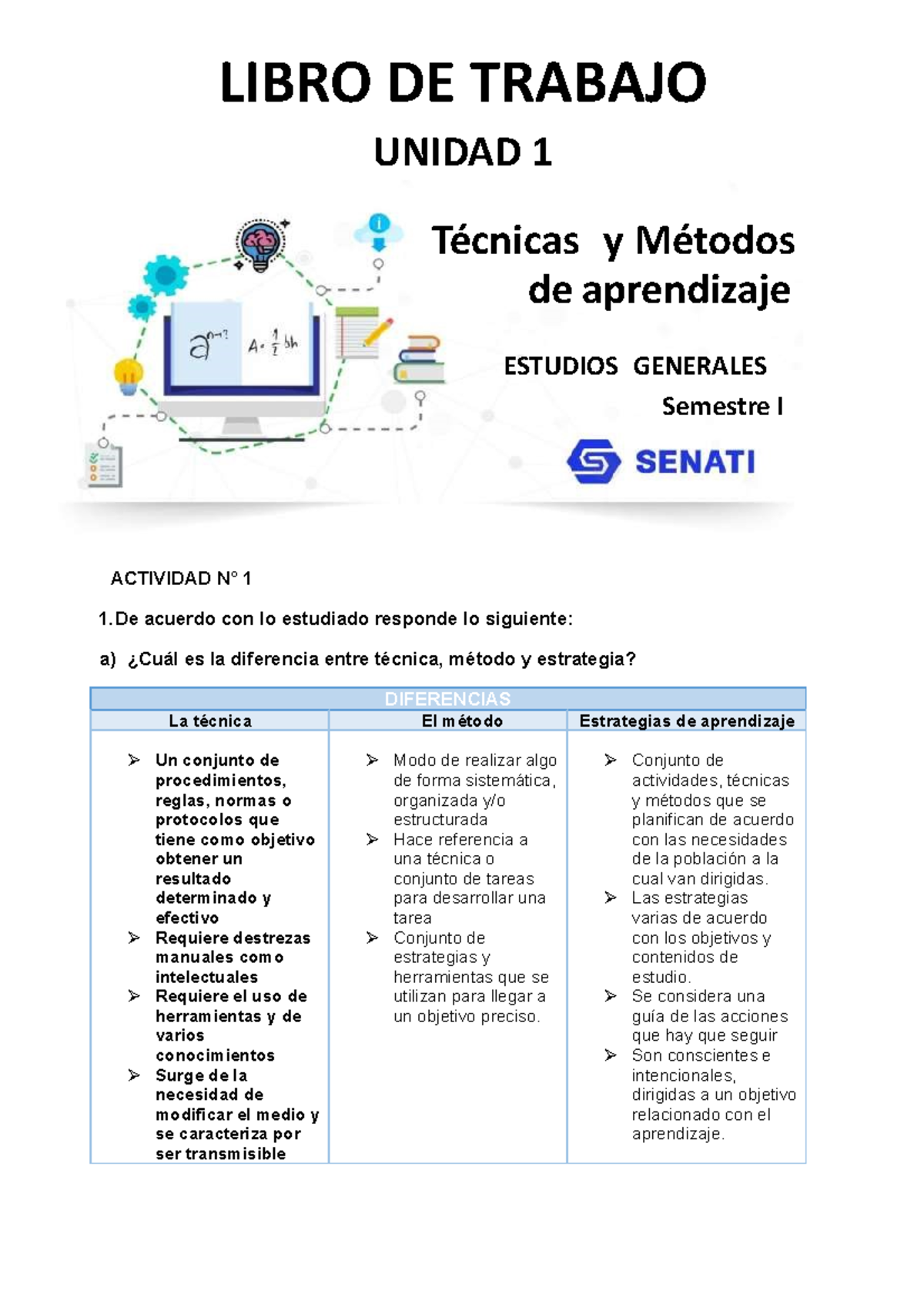 SPSU-861 Librodetrabajo U001 - LIBRO DE TRABAJO UNIDAD 1 ACTIVIDAD N° 1 ...