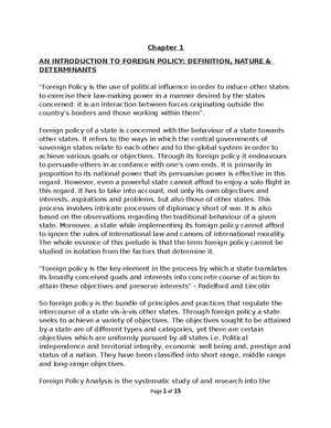 WEEK 1 Topic 1.1 Intro TO FP - WEEK 1 INTRODUCTION TO FOREIGN POLICY ...