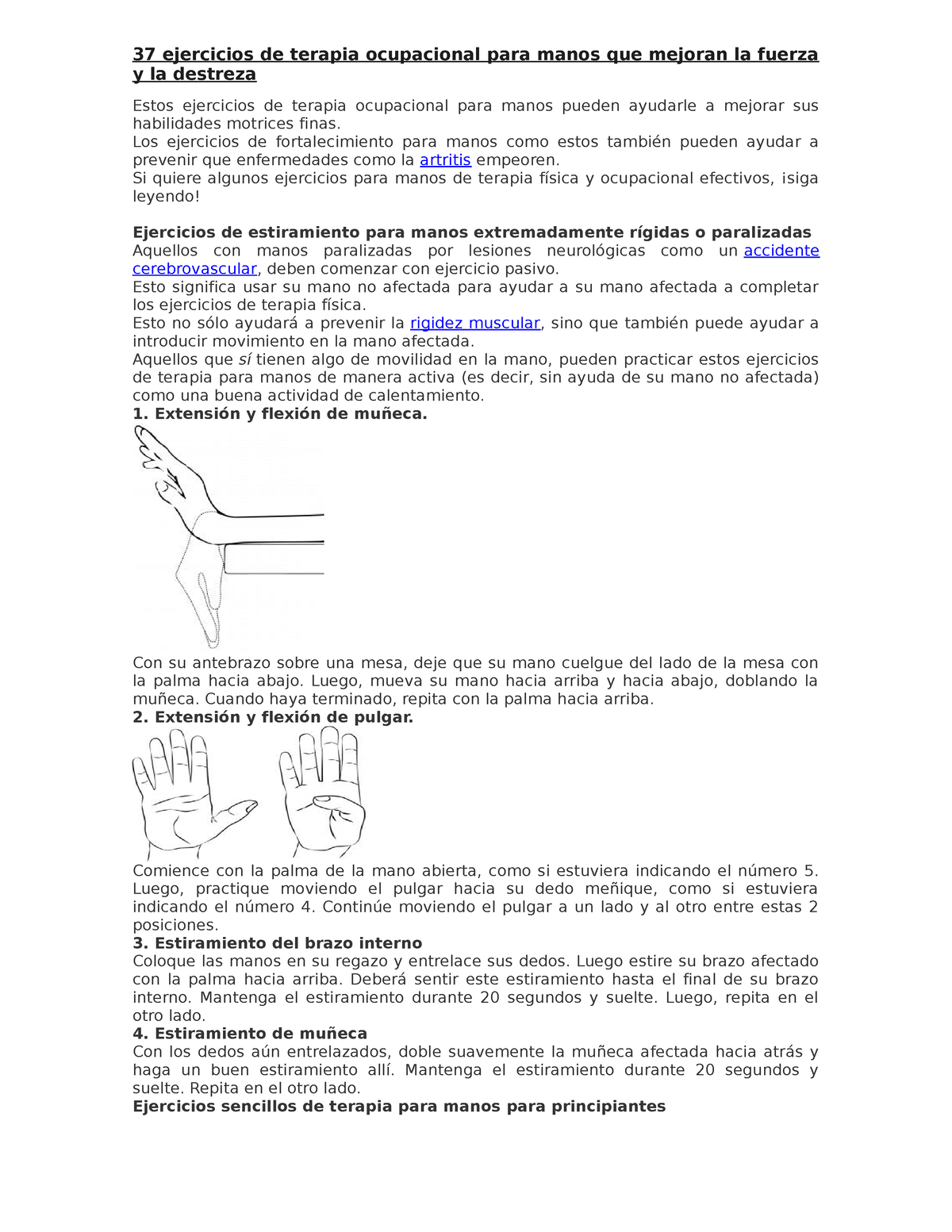 37 ejercicios de terapia ocupacional para manos y motricidad fina