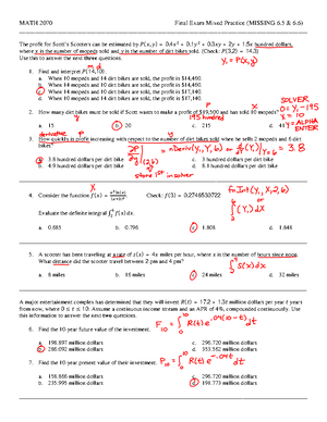 Business Calculus 2 Study Guide Chapters 1-3 - Business Calculus 2 ...