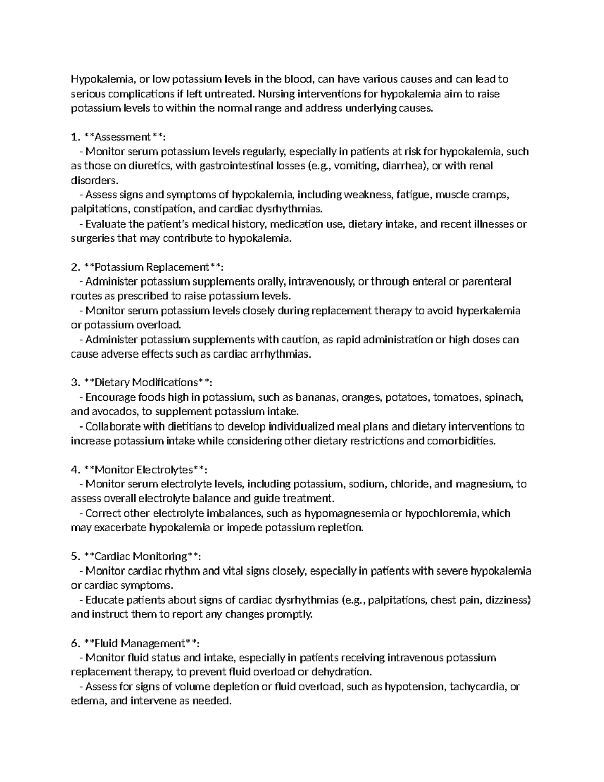 Hypokalemia - STUDY GUIDE - Hypokalemia, or low potassium levels in the ...