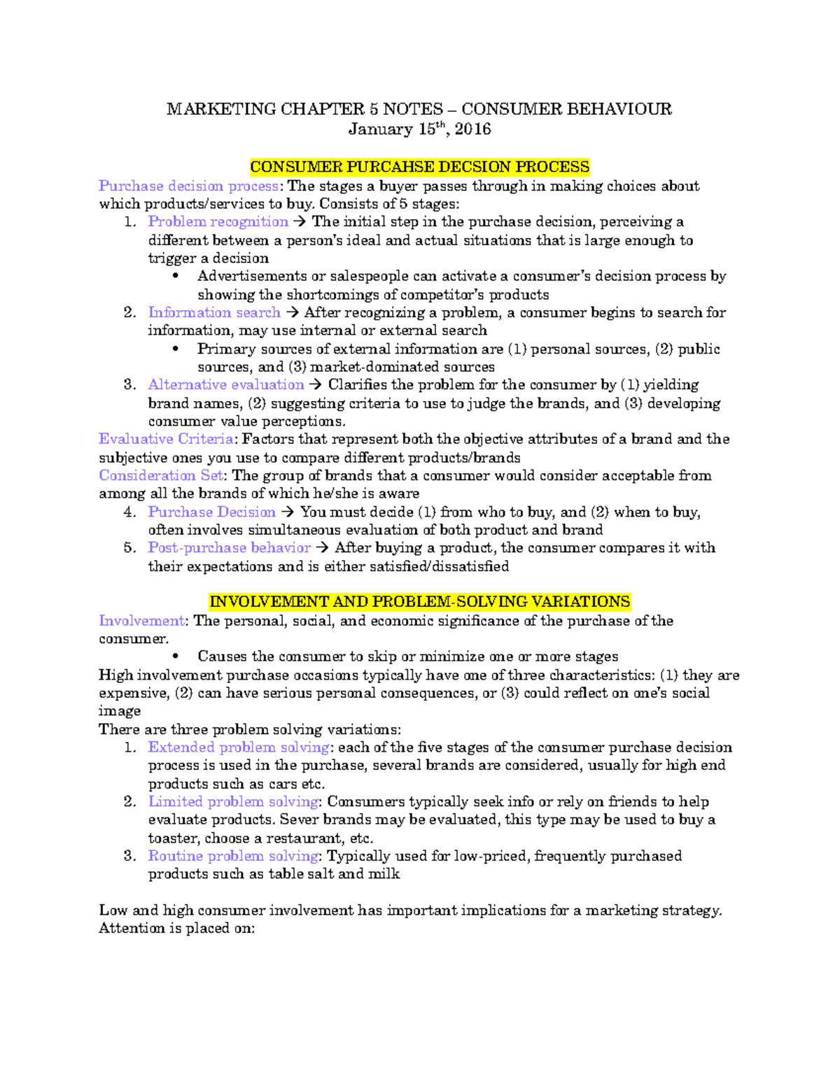Marketing Chapter summary 5 Notes - MARKETING CHAPTER 5 NOTES ...