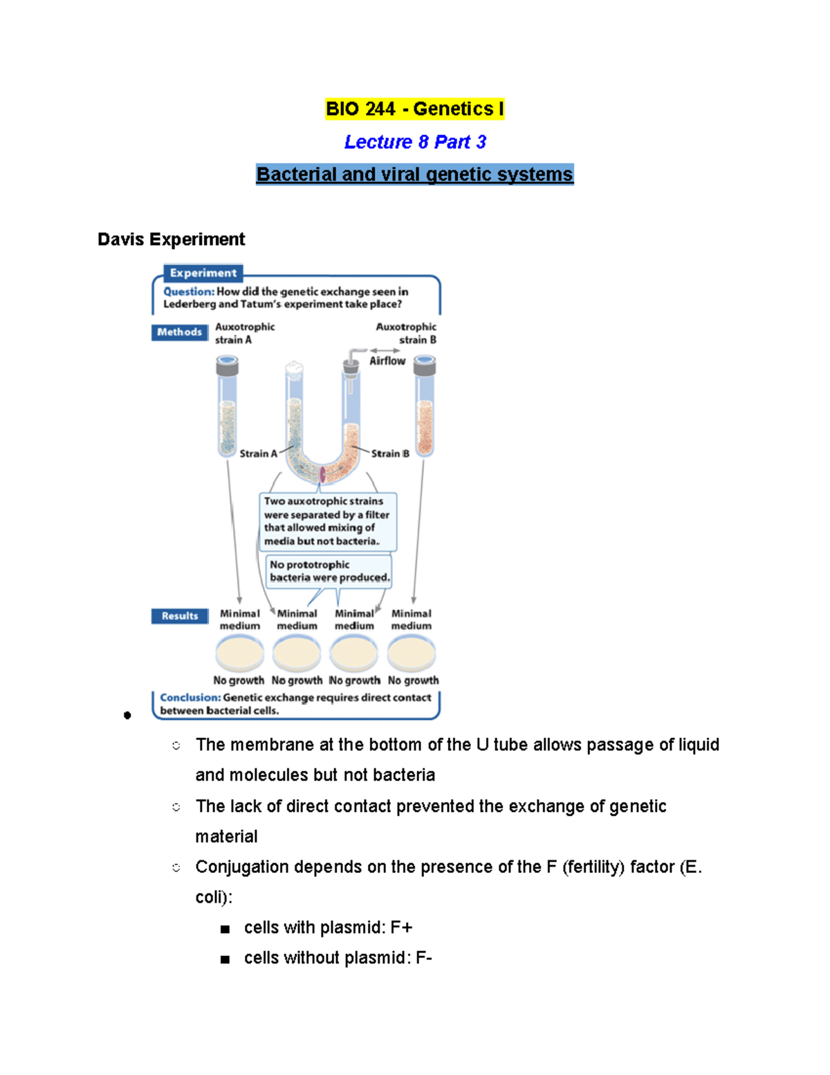 BIO 244 Lecture 8 Part 3 - Summer 2021 - BIO 244 - Genetics I Lecture 8 ...