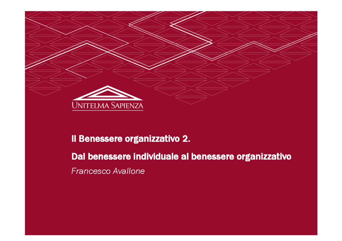 Benessere Organizzativo 2.Benessere Individuale E Organizzativo ...