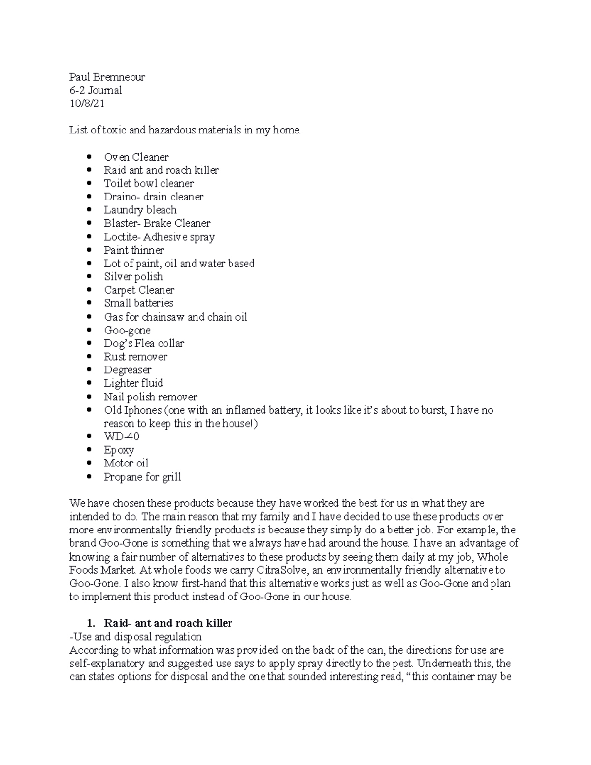 Household Chemical Products and Their Health Risk — AA Environment  Possibility Award