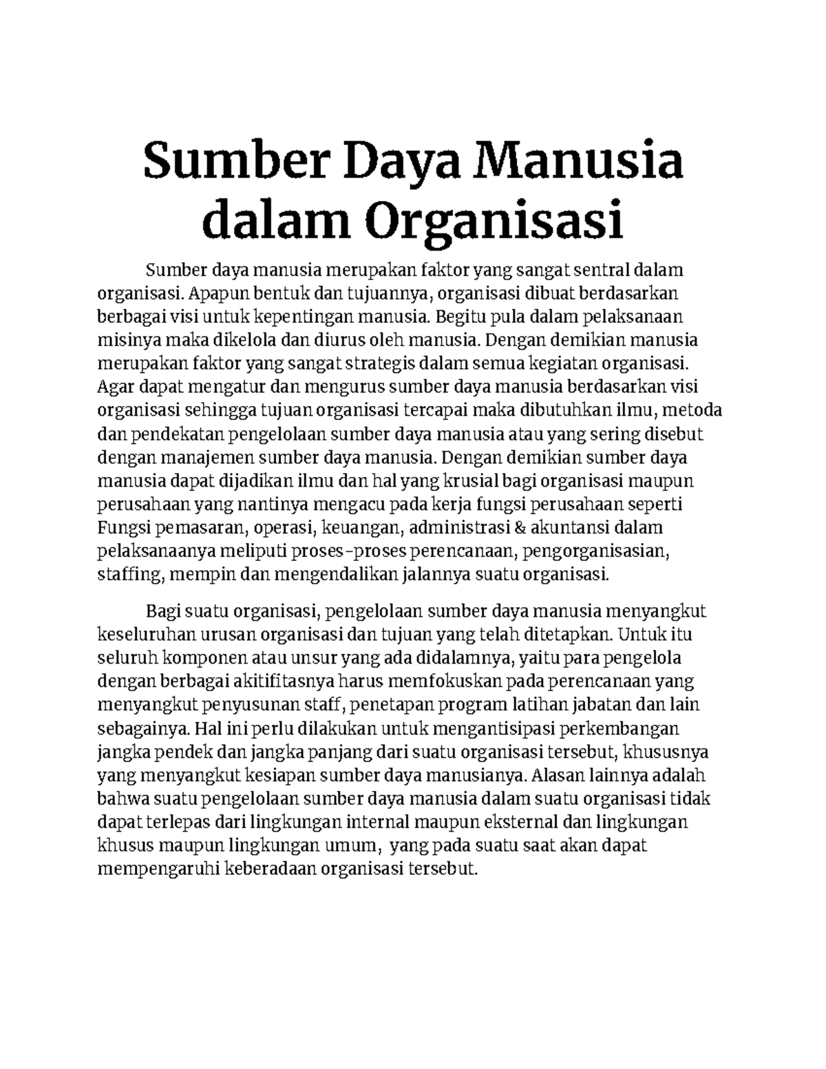 SDM Dalam Organisasi Dan Peran Manajemen SDM - Sumber Daya Manusia ...