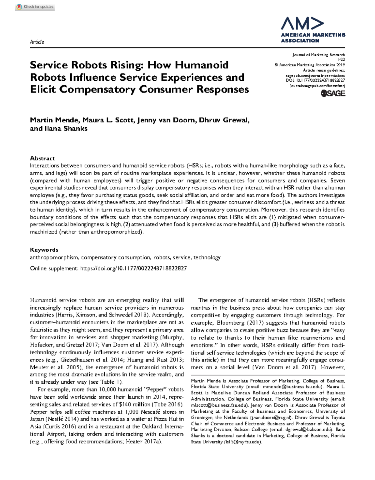 Service Robots Rising - Article Service Robots Rising: How Humanoid ...