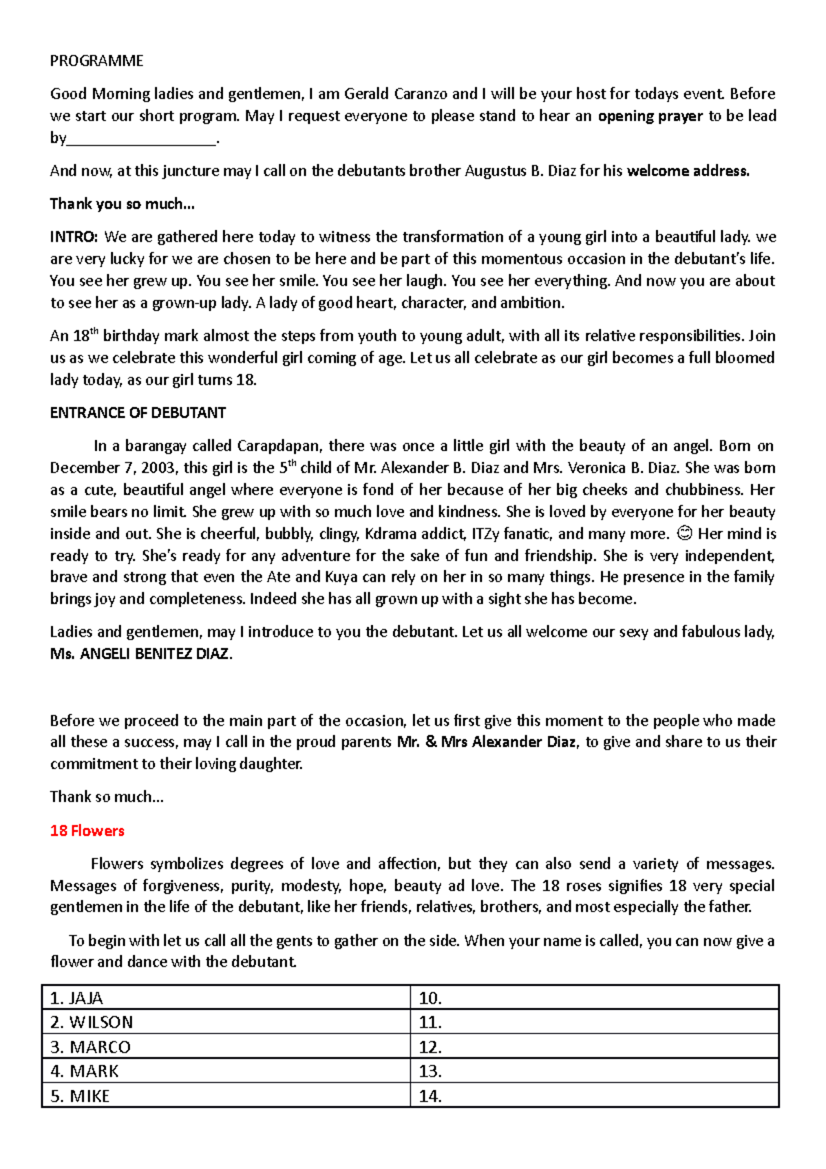 Programme - GOOD - PROGRAMME Good Morning ladies and gentlemen, I am ...