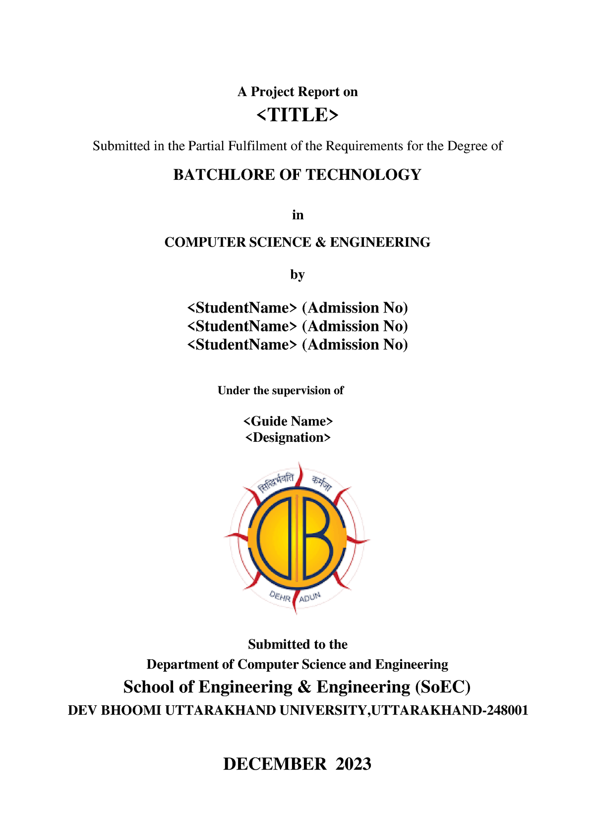 Project Report Format DBUU - A Project Report on Submitted in the ...