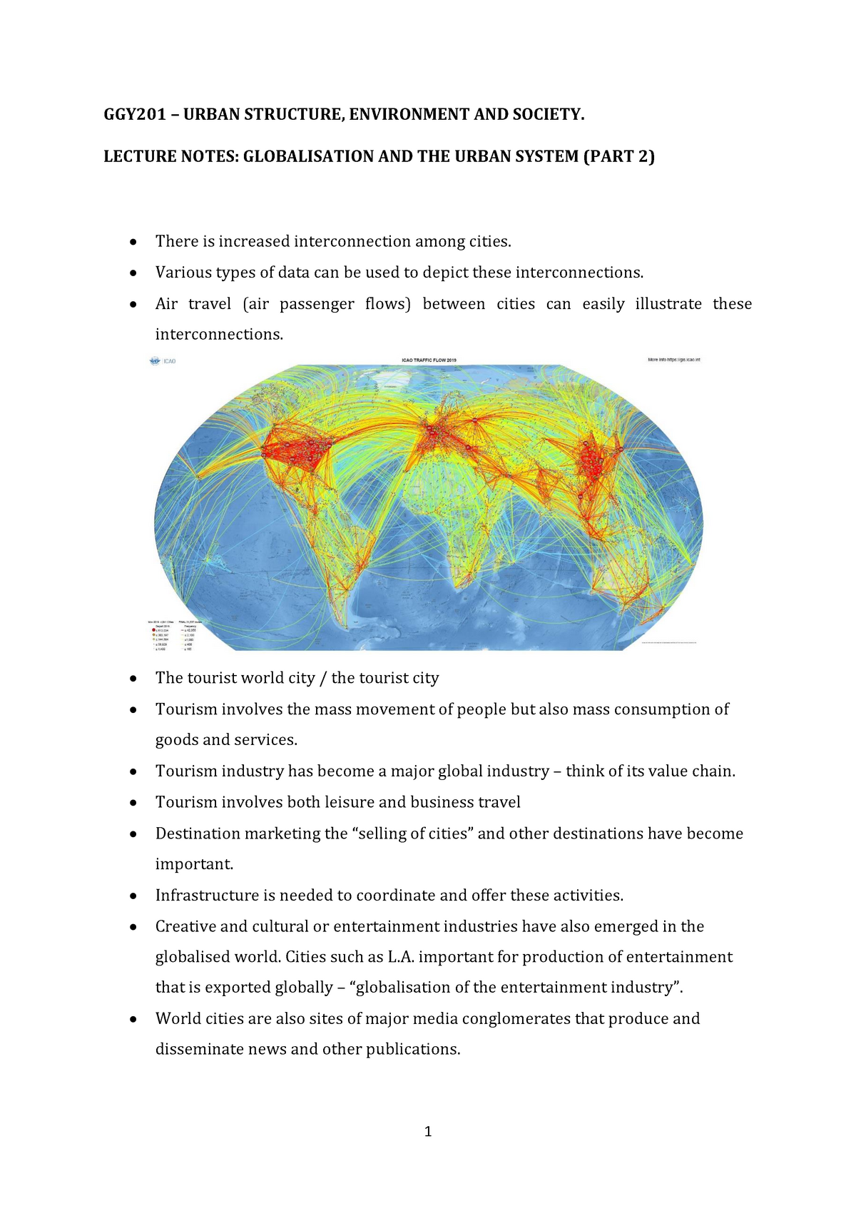 GGY201 Globalisation And World Cities Part 2 - 1 GGY201 – URBAN ...