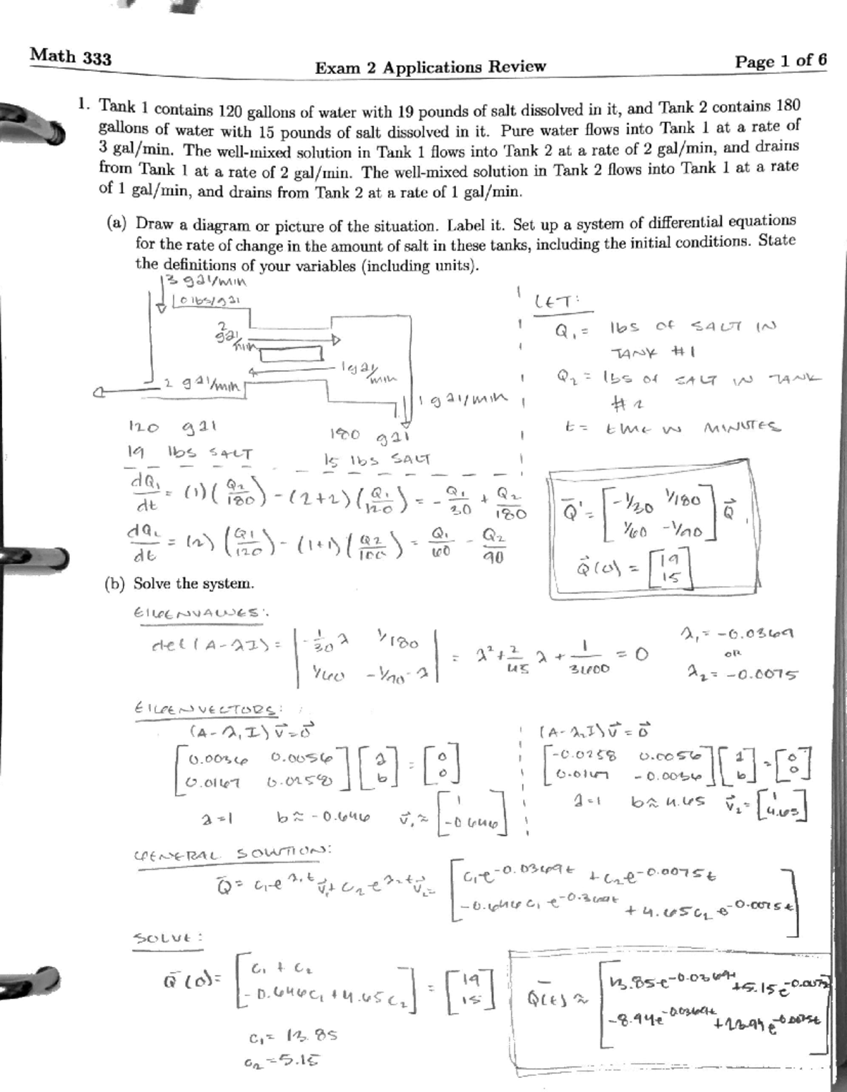 Exam 2 Applications Review - Math Page 1 of 6 Exam 2 Applications ...