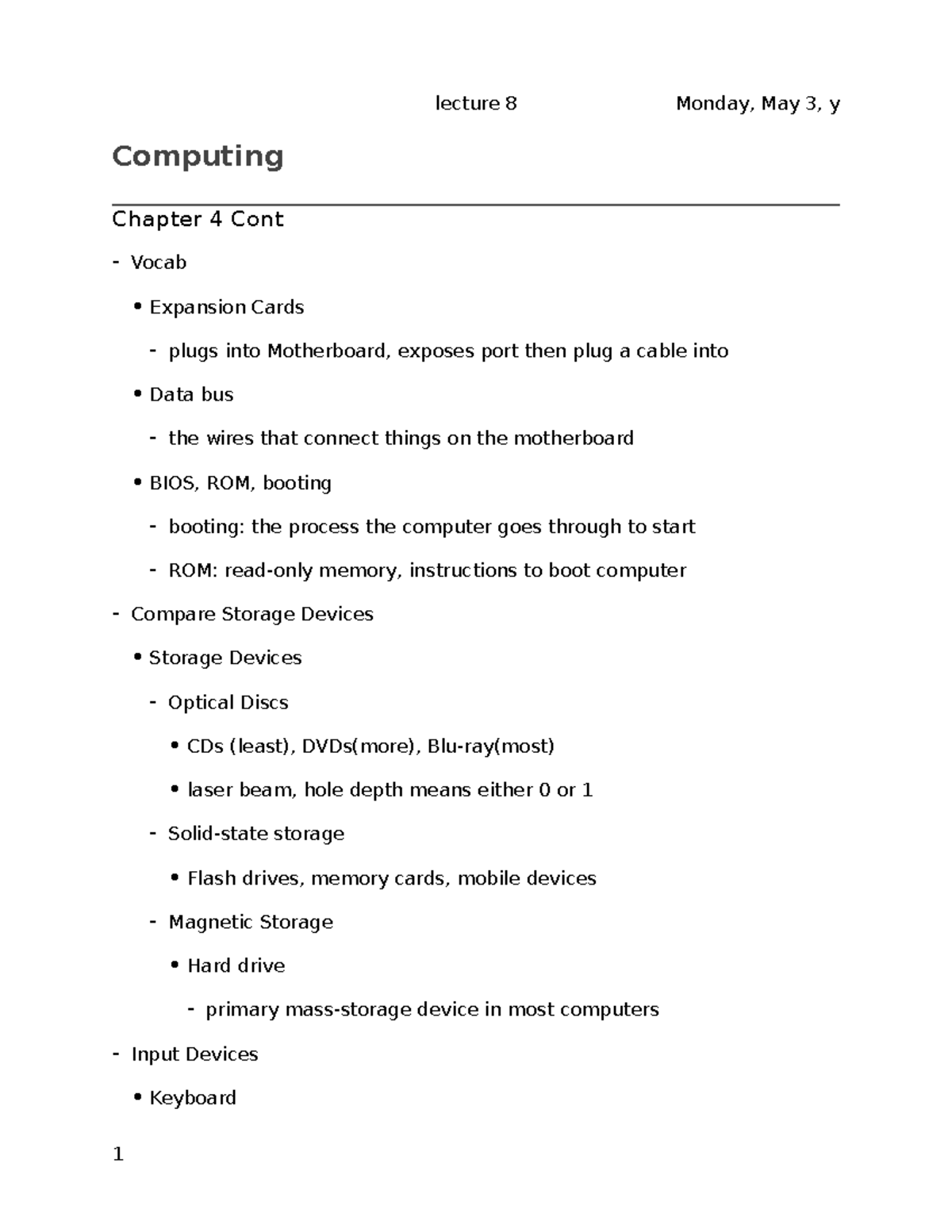 Lec8 - Lecture notes 8 - Computing Chapter 4 Cont - Vocab • Expansion ...