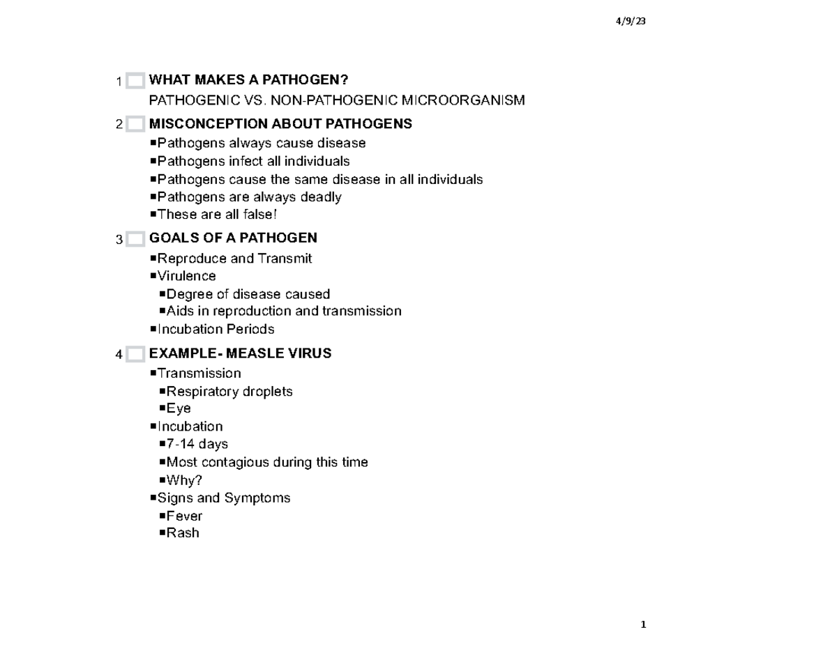 Lec 2- Pathogen Micro - lecture 2 - 4/9/ 1 WHAT MAKES A PATHOGEN ...