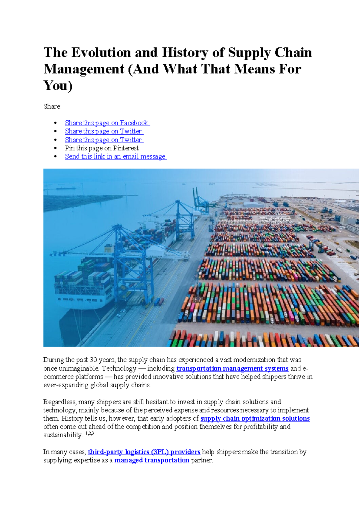 The Evolution and History of Supply Chain Management - Technology ...